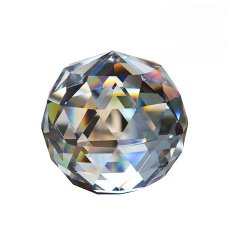 

Fashion Solid Faceted Transparent Glass Ball Ornament Crystal Ball Home Decor Store Lamp Light Ray Accessories 5 Sizes Available