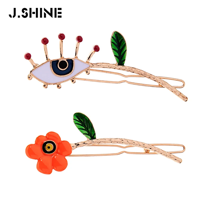 J.Shine модная заколка двойного типа с разноцветными эмалированными цветами от