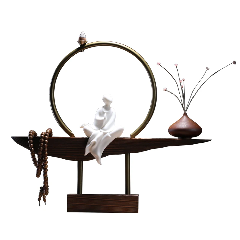 White Incense Burner Buddha Porcelain Monk Backflow Waterfall Smoke Queimador De Incenso Home Decor OO50XL | Дом и сад
