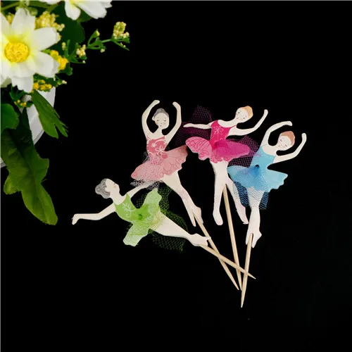 24 шт./компл. с днем рождения балерины Феи кекс Топпер выбирает Кружева Танцы