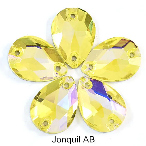 jonquilAB Высокое качество, много цветов, каплевидные пришивные стразы, каплевидные пришивные камни, стеклянные стразы, пришивные стразы, свадебное платье Y1250 - Цвет: jonquilAB