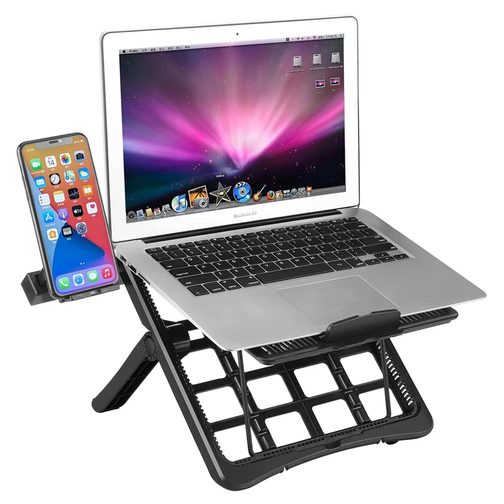 

Многофункциональная подставка для ноутбука, 3 + 7 уровней, регулируемая угловая подставка для ноутбука со съемным держателем сотового телеф...