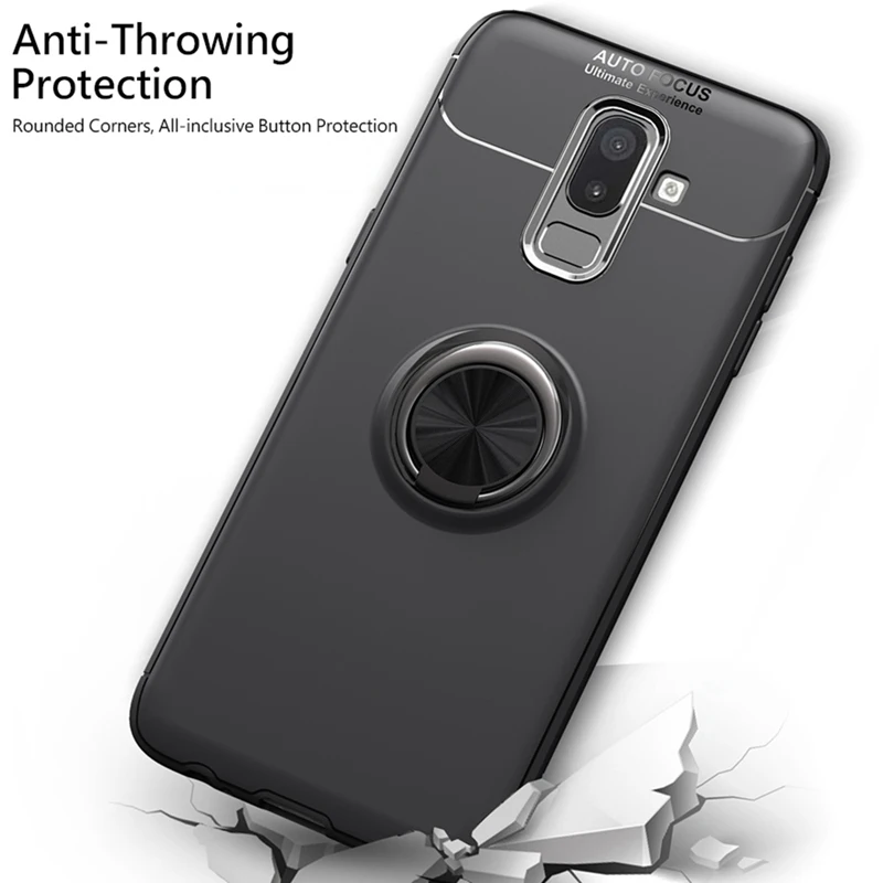 UPaitou Ring Case for Samsung Galaxy J8 J6 J4 Soft TPU Kickstand Back Cover Magnetically Iron Sheet |