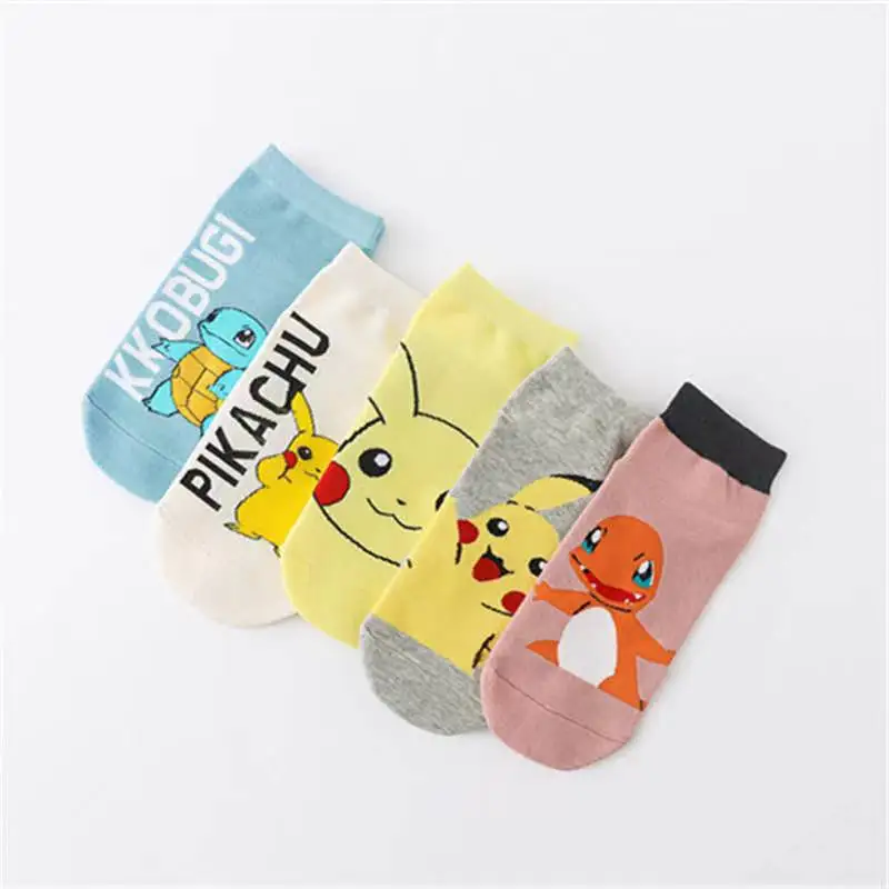 

5pcs Pikachu Women Socks Pokémon Funny Anime Cotton Baby New Ship Socks Spring and Autumn Baby Boy Socks Christmas Gift Unisex