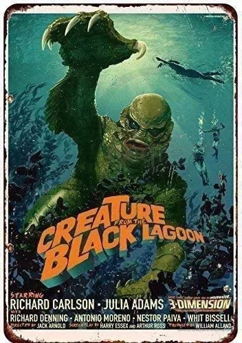 

Horror Science Fiction Movie Poster Metal Tin Sign Creature from The Black Lagoon Man Cave Bar Coffee Halloween Home Decor