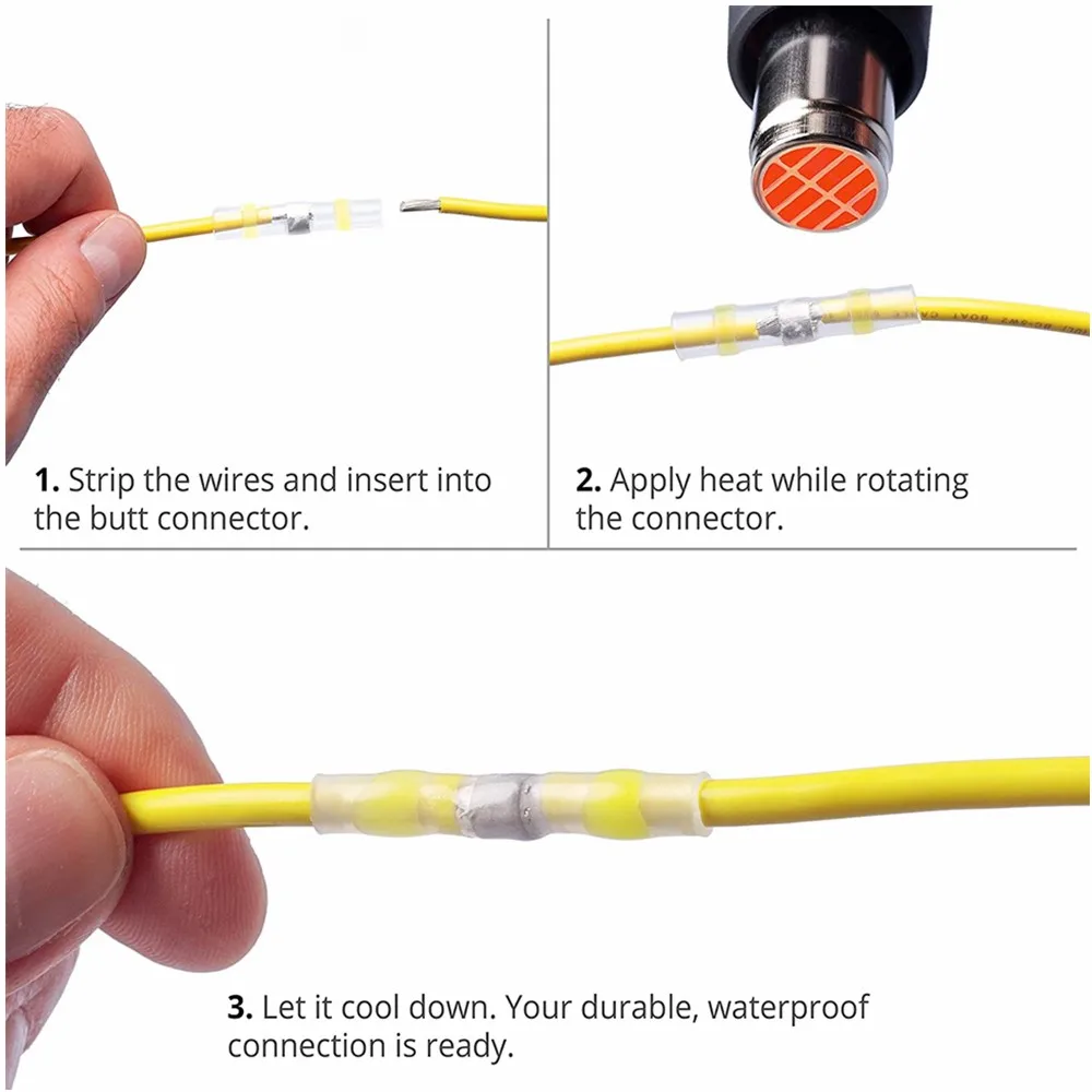 

AWG12 -10 100/300/500PCS Heat Shrink Solder Sleeve Insulated Waterproof Electrical Butt Splice Wire Connectors Terminals Kit
