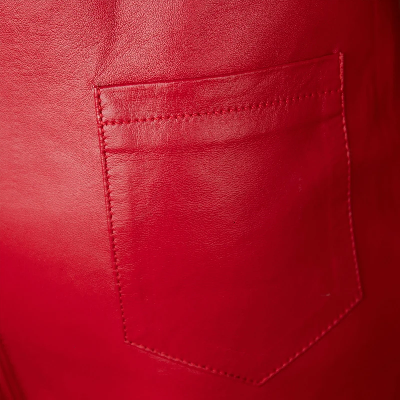 Женский однотонный комбинезон из натуральной кожи черный красный повседневный