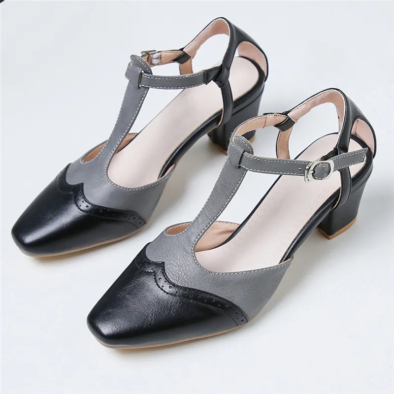 Туфли-лодочки женские на квадратном каблуке винтажные Элегантные классические