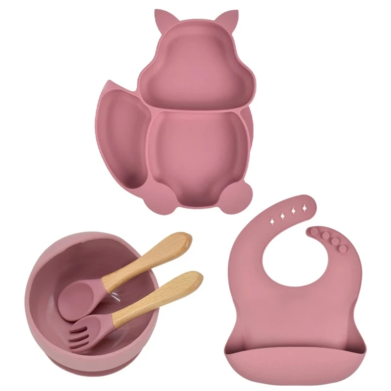 

Baby Feeding Sets Children's Tableware Sucker Bowl Spoon Fork Kids Dishes Cartoon Divided Dinner Plate