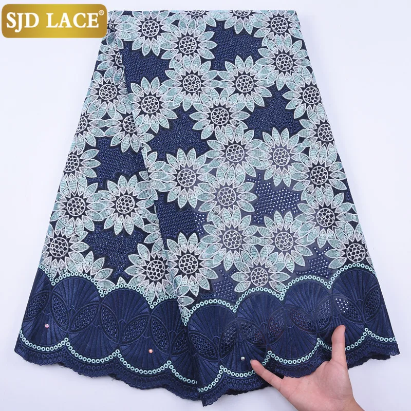 

High Quality African Dry Lace Fabric Punch Cotton Lace Latest Swiss Voile Lace In Switzerland For Nigerian Woman Dress 1728B
