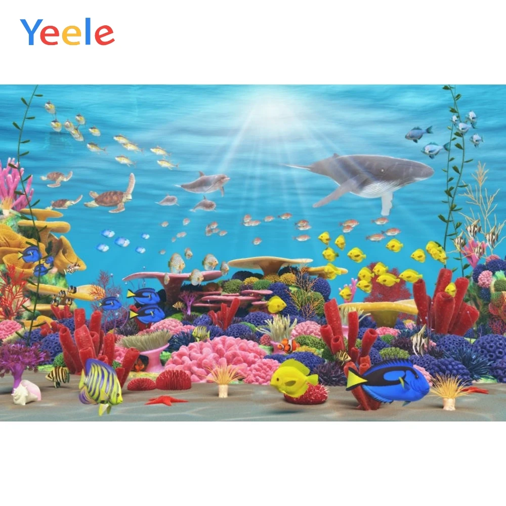 Виниловый фон для фотосъемки детей в стиле коралловых акул Yeele с изображением рыб