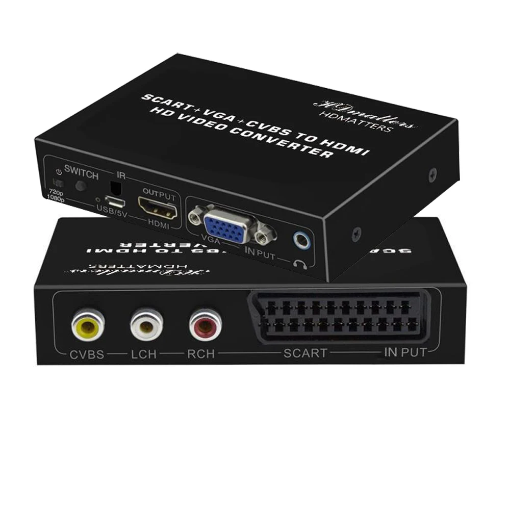

composite AV VGA RGB Scart to HDMI-compatible converter Scaler Switcher adapter RCA+VGA+Scart in to HDMI-compatible