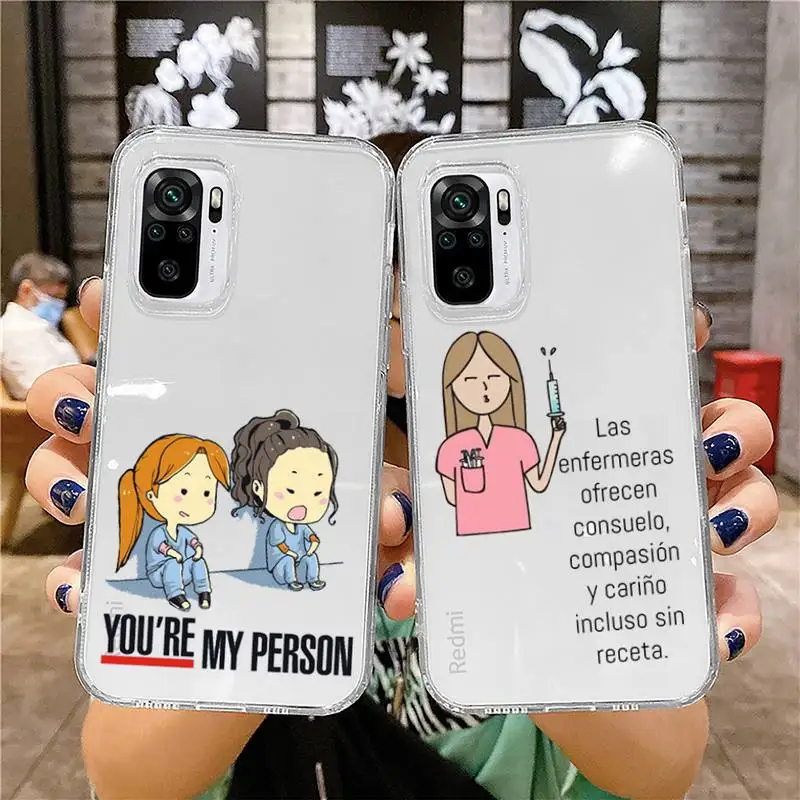 

Greys Anatomy You are my person Phone Case Transparent for Xiaomi mi 10T 11 Redmi note 7 8 9 9S 10 9A 9T pro