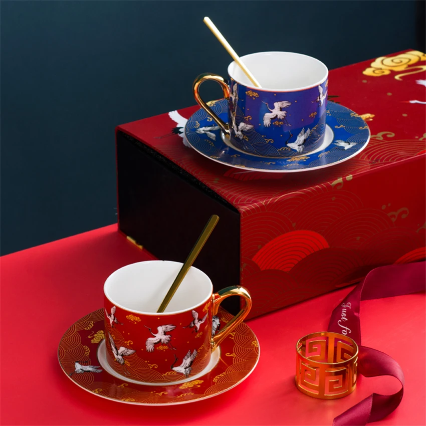 

Luxury Bone China Coffee Cup Sets Creative Porcelain Tea Afternoon Party Home Accessories Vintage Chinese Style Gifts
