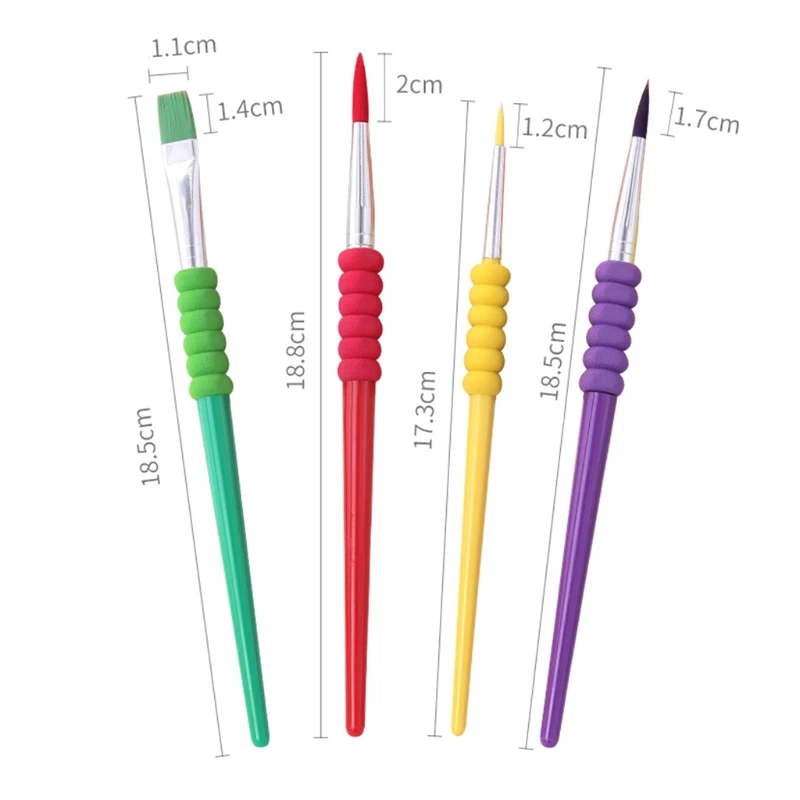 

4 Pcs Plastic Handle Watercolor Paint Pen Nylon Hair Drawing Art Accessories