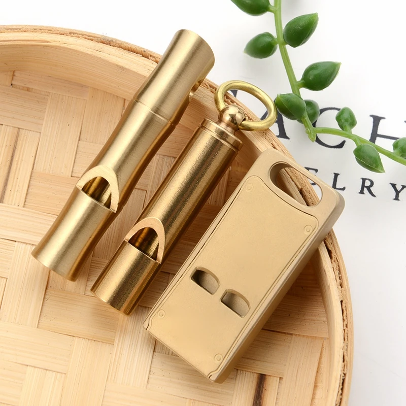 

Brass Double Pipe Whistle Classic Portable Outdoor Emergency Survival Double Pipe Whistle Sports Referee Whistle Tools