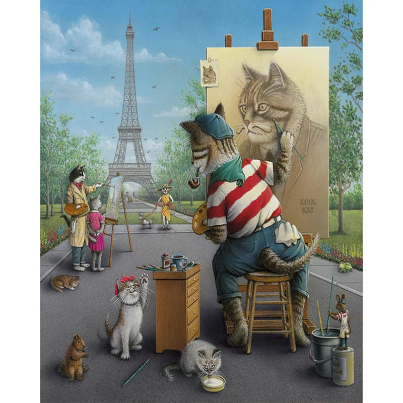 

DIY Painting By Numbers Animal Artist Kit Oil Picture By Numbers Cats Painter Wall Art Painting on Canvas Home Decoration Gift