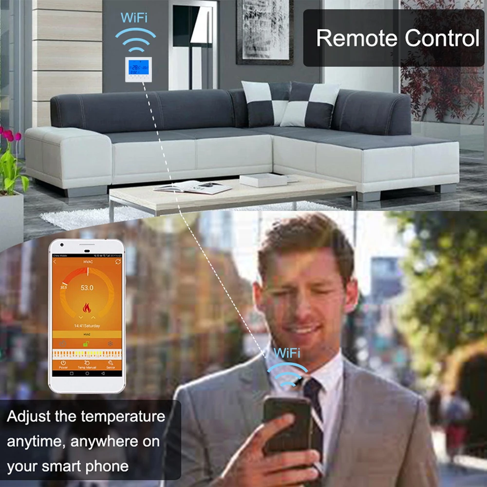 vancoo wifi gas boiler thermostat digital temperature wireless touch screen lcd display mobile phone program thermoregulator free global shipping