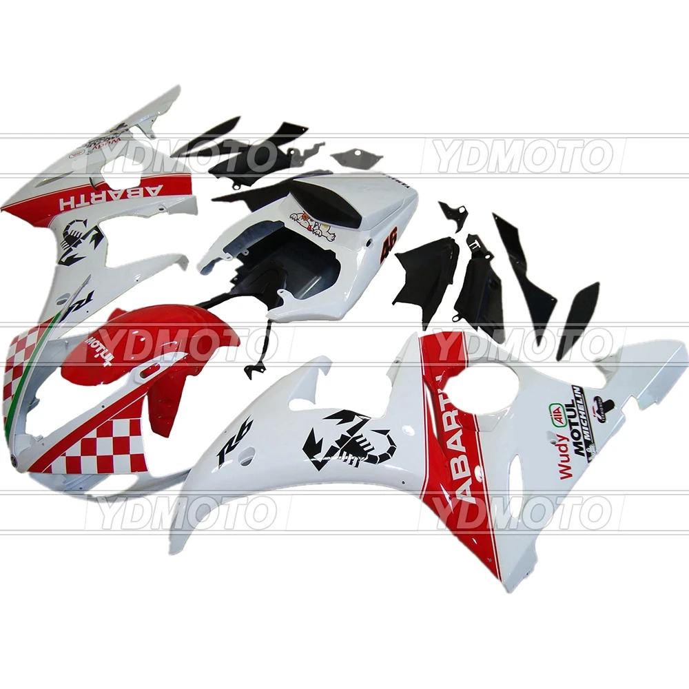 

100% Fitment ABS Fairings Bodywork For Yamaha YZF R6 2003 2004 2005 Covers Fairing Kit YZF-R6 03 04 05 RED WHITE