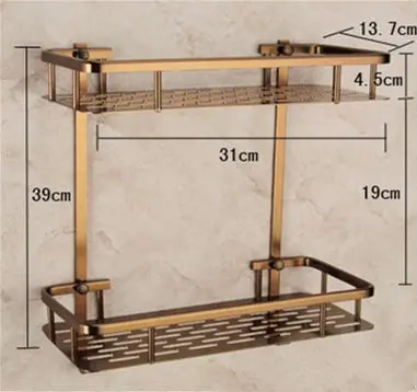 

Aluminum Bathroom Shelf Antique Bath Shower Rack Shower Shelf Bath Holder Bolt Inserting Type 2 Tiers Corner Shelf bath hardware