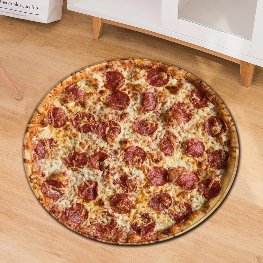 Zeegle Pizza круглый ковер большой для декора гостиной 3d Печатный Впитывающий Коврик