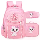 Детские школьные ранцы для девочек-подростков, ортопедические рюкзаки с мультипликационным котом, портфели для начальной школы, школьные сумки