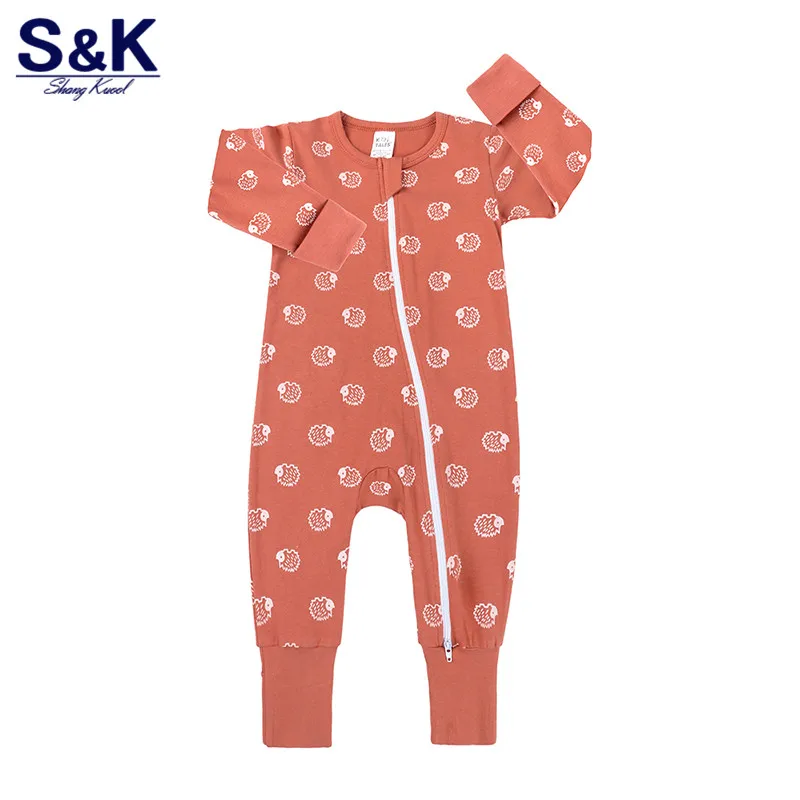 Комбинезон для новорожденных девочек оранжевый с длинным рукавом Детский