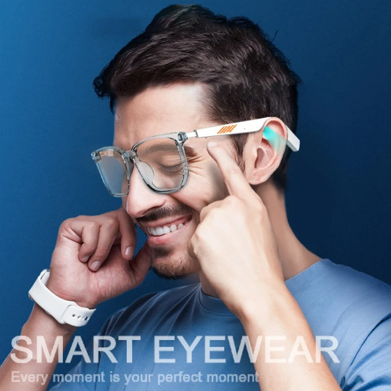구매 지능형 블루투스 5.0 안경, 스마트 안경, TWS 무선 방수 이어폰, 안티 블루 편광 렌즈 선글라스