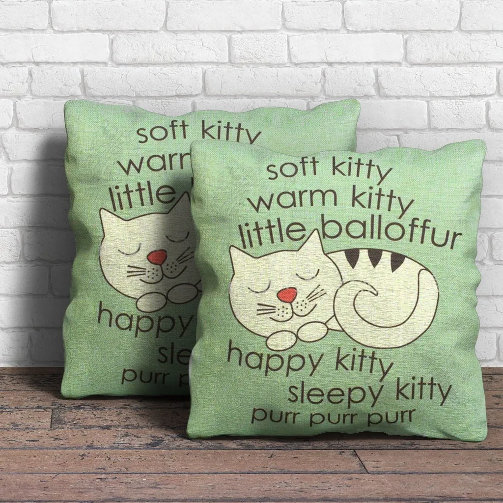 Спящий котенок наволочка с изображением кота декоративная подушка для дивана