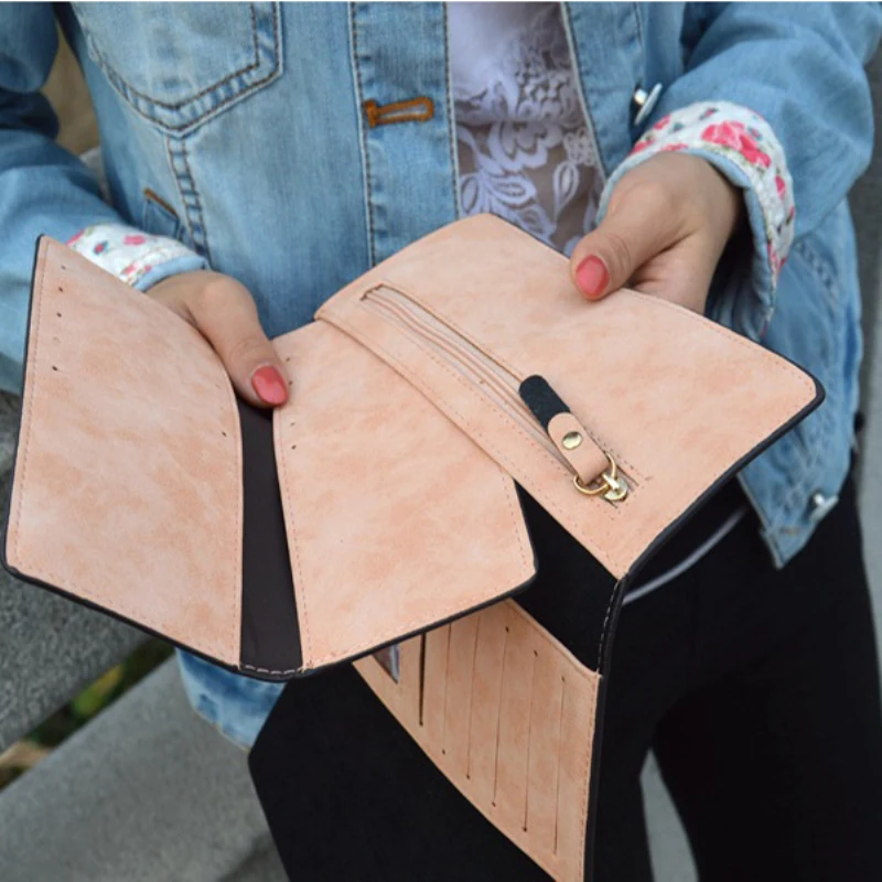 

Wallets Women Removable Cards Case Cover Women's Wallets Solid Matte Leather Long Clutch Credit Card Holders Lady