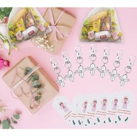 60pcs Creative Keychains Set Wedding Party Mesh Storage Pouch Key Rings Angel Wing Pendant Hanging Tag Cards Key Holder Gift