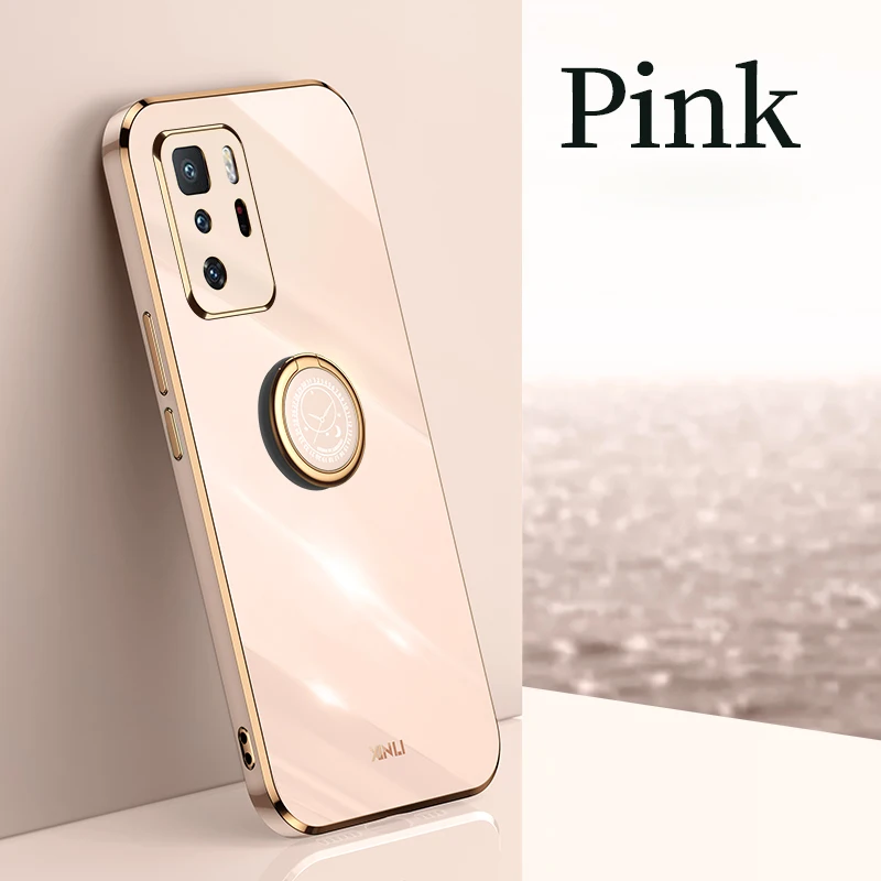 plating square ring holder phone case on for xiaomi mi poco x3 gt m3 pro 5g nfc poko x3gt luxury soft silicone stand back cover free global shipping