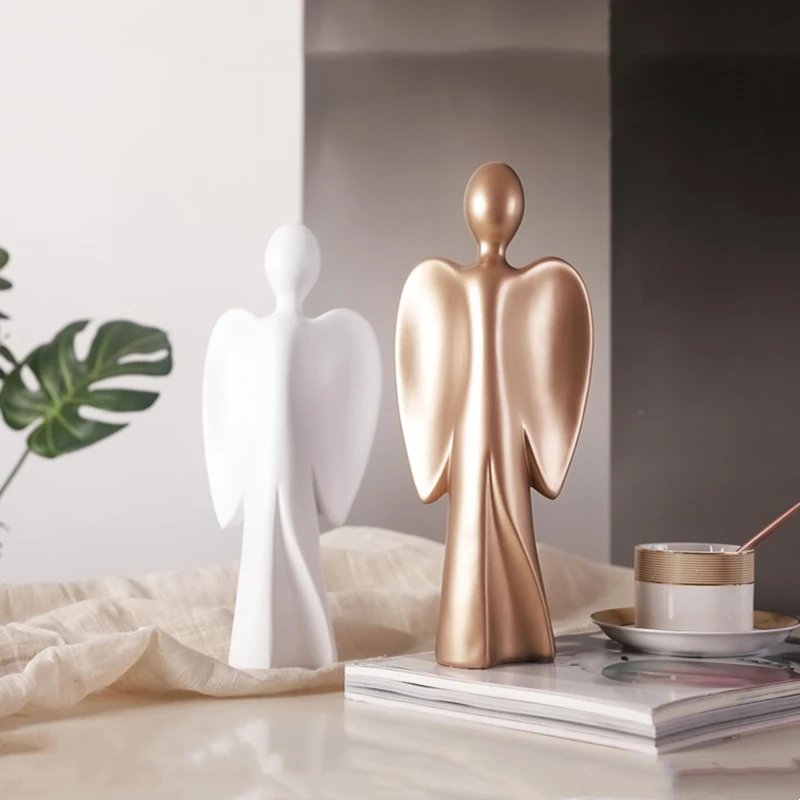 

Nordic Angel Figurines Creative Character Statue Home Decoration Abstract Sculpture Living Room Office Desktop Resin Ornaments