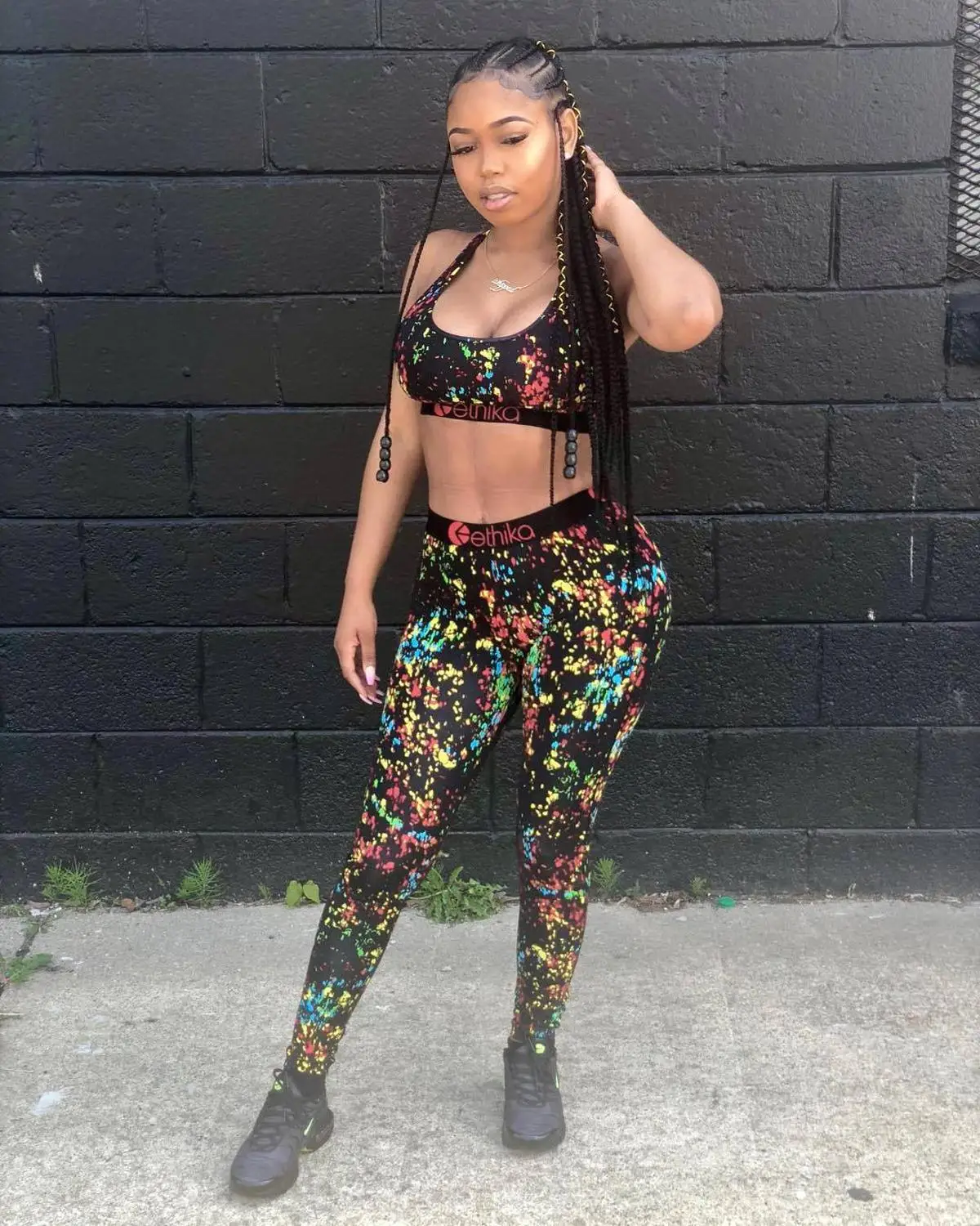 Женский укороченный топ без рукавов adfндс с красочным принтом и облегающие