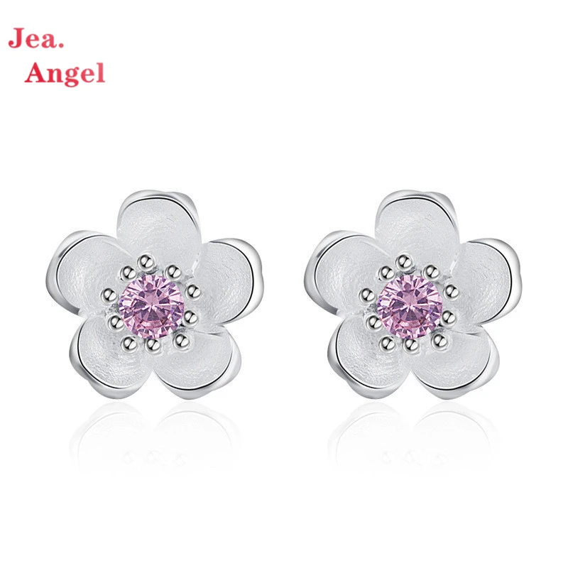 

Jea.Angel 925 Silver Handmade Flower Crystal Stud Earrings For Women Multi-Color Charm Zircon Small Jewelry Ornaments