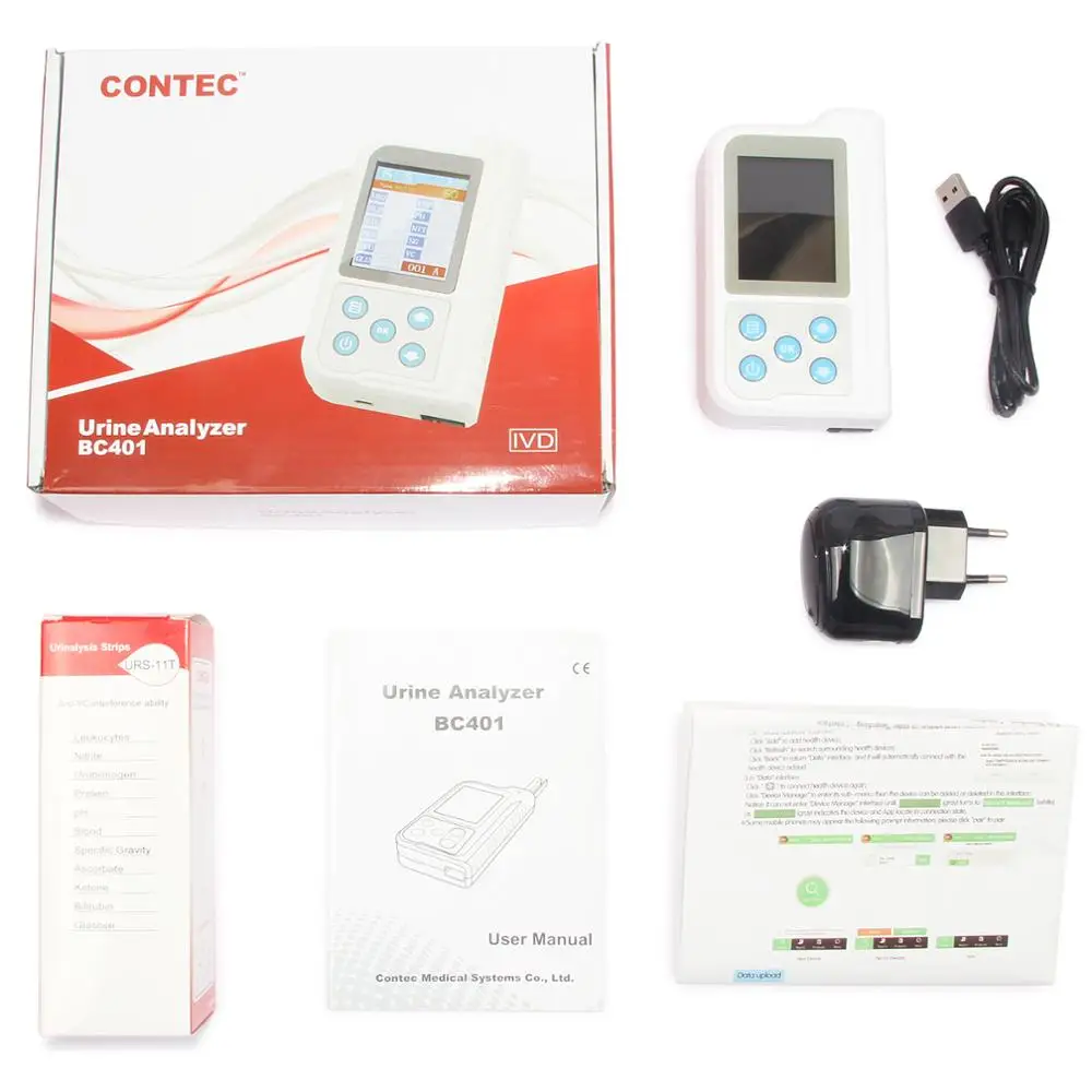 CONTEC LCD Portable Urine Analyzer GLU BIL SG KET BLD PRO URO NIT LEU VC PH USB 11parameter test strip BC401 | Красота и здоровье