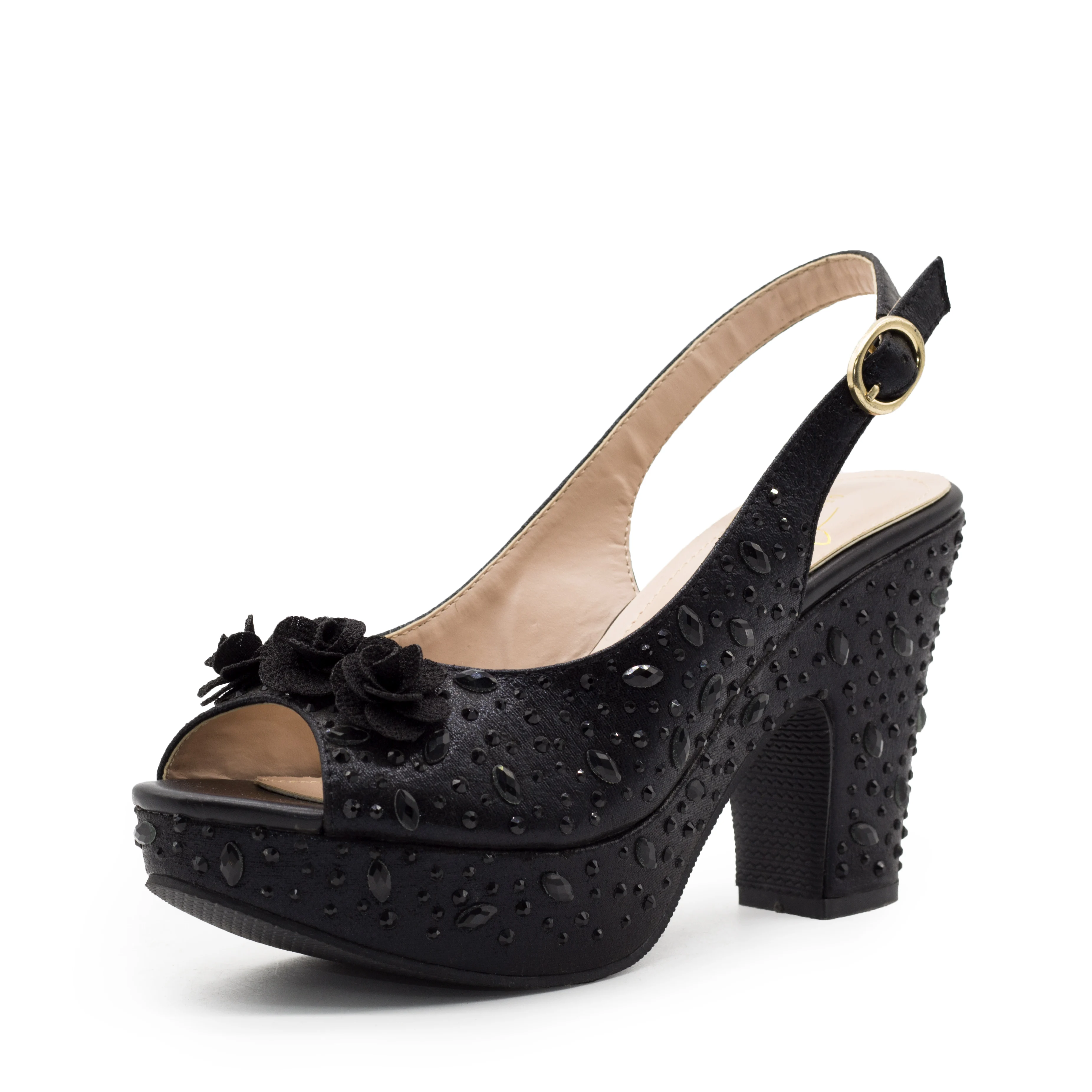 Square Heels Sandals Women Summer Shoes 6245-19 Flower Floral Chunky Sandals for Ladies Party Girls Peep Toe Sexy Sandals