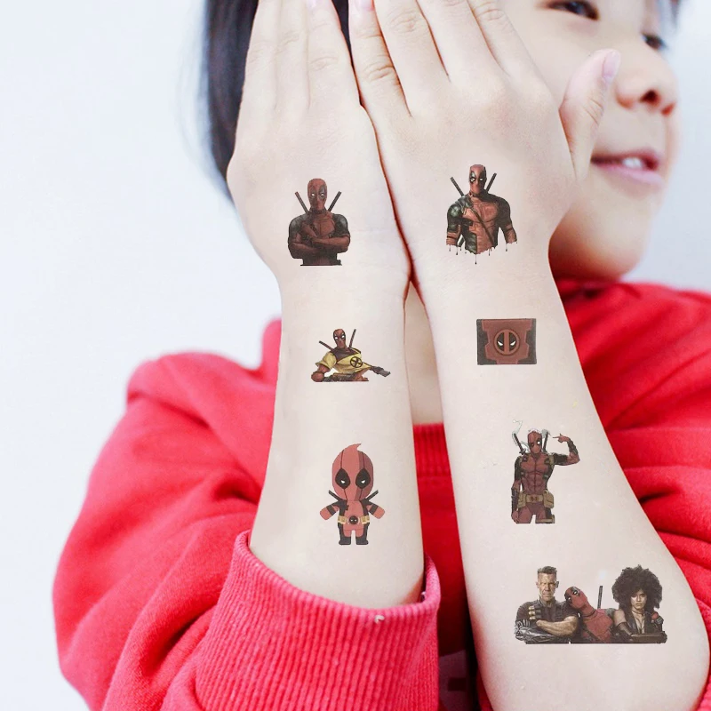 Тату-наклейки Дэдпул Disney для детей временные искусственные татуировки наклейка