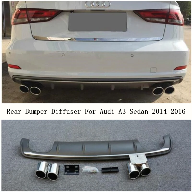 Для Audi A3 Sedan = S3 2014 2015 2016 диффузор заднего бампера спойлер и выхлопная труба