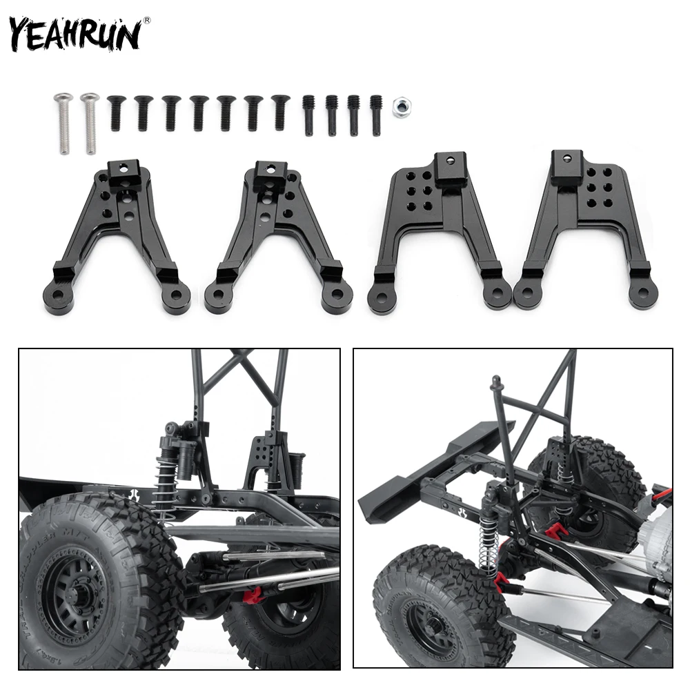 

YEAHRUN 4Pcs Metal Aluminum Front Rear Shock Absorber Mount Damper Towers Mount For 1/10 Axial SCX10 II 90046 RC Crawler Car