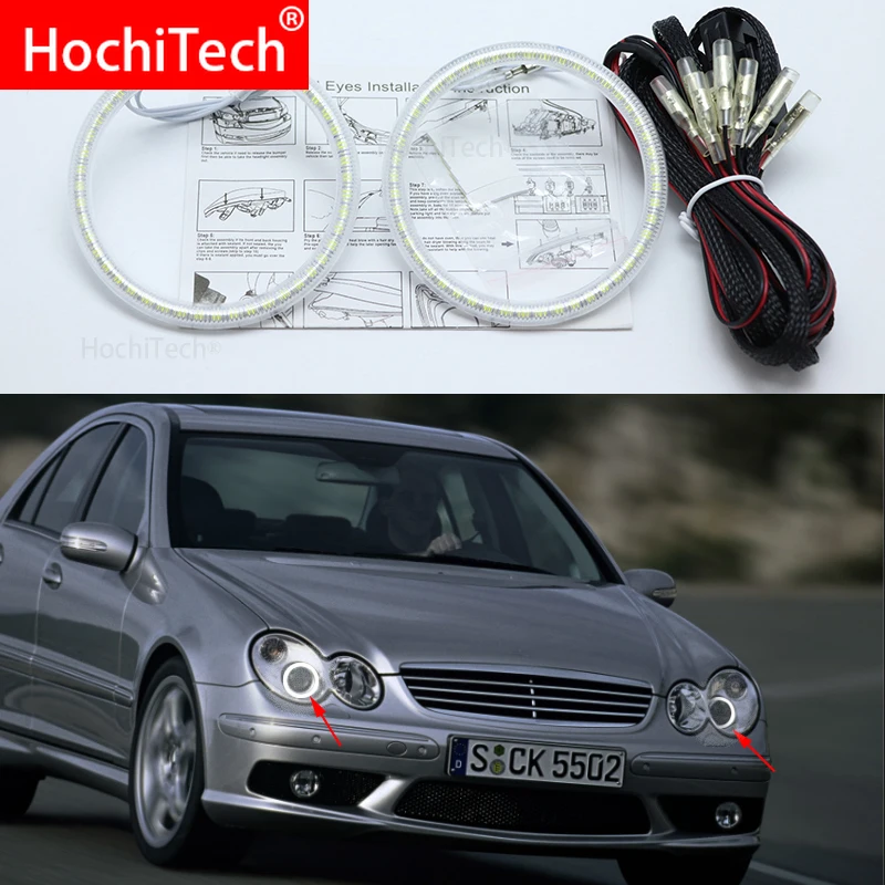 

For Mercedes Benz CLK CLASS W209 320 500 2003-06 Xenon headlight Smd Led Angel Eyes kit Excellent Ultra bright illumination DRL