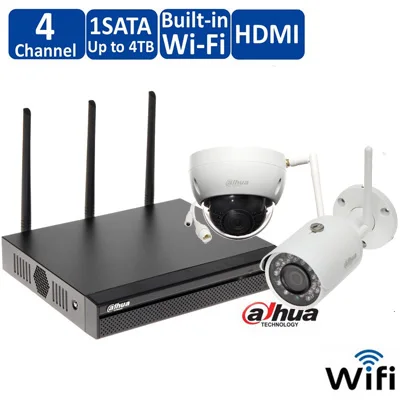 nvr with 2 camera Dahua, беспроводная, wifi, NVR4104HS-W-4KS2, камера, система с 4 шт., 3MP IP, беспроводная, IR, ночное видение, водонепроницаемая, для улицы, Wifi камера - Цвет: nvr with 2 camera