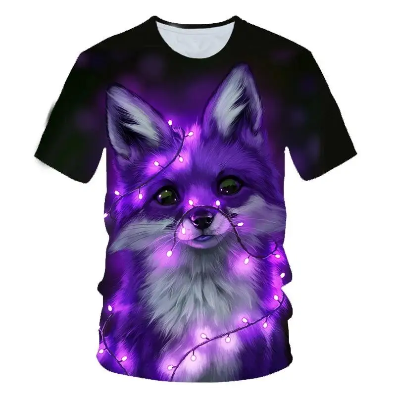 

high hot sale cute color dog print casual short sleeves lovely 4-14T kid animal fox cat children summer boys girls T-shirt