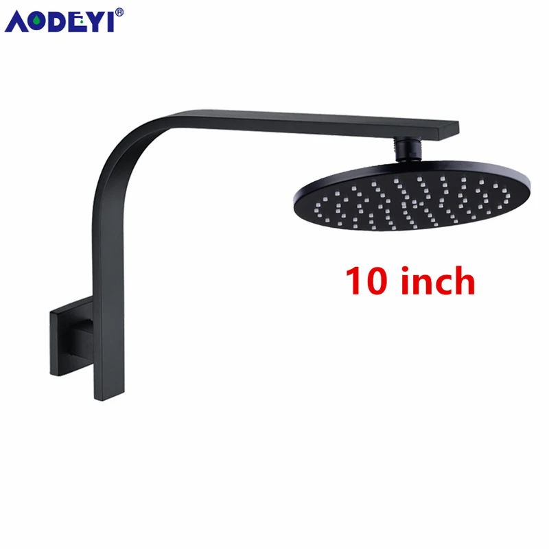 10 Inch Shower AODEYI Ванная комната Матовый Черный латунный душ с дождевой насадкой набор+ латунный настенный душевые ручки - Цвет: 10 Inch Shower