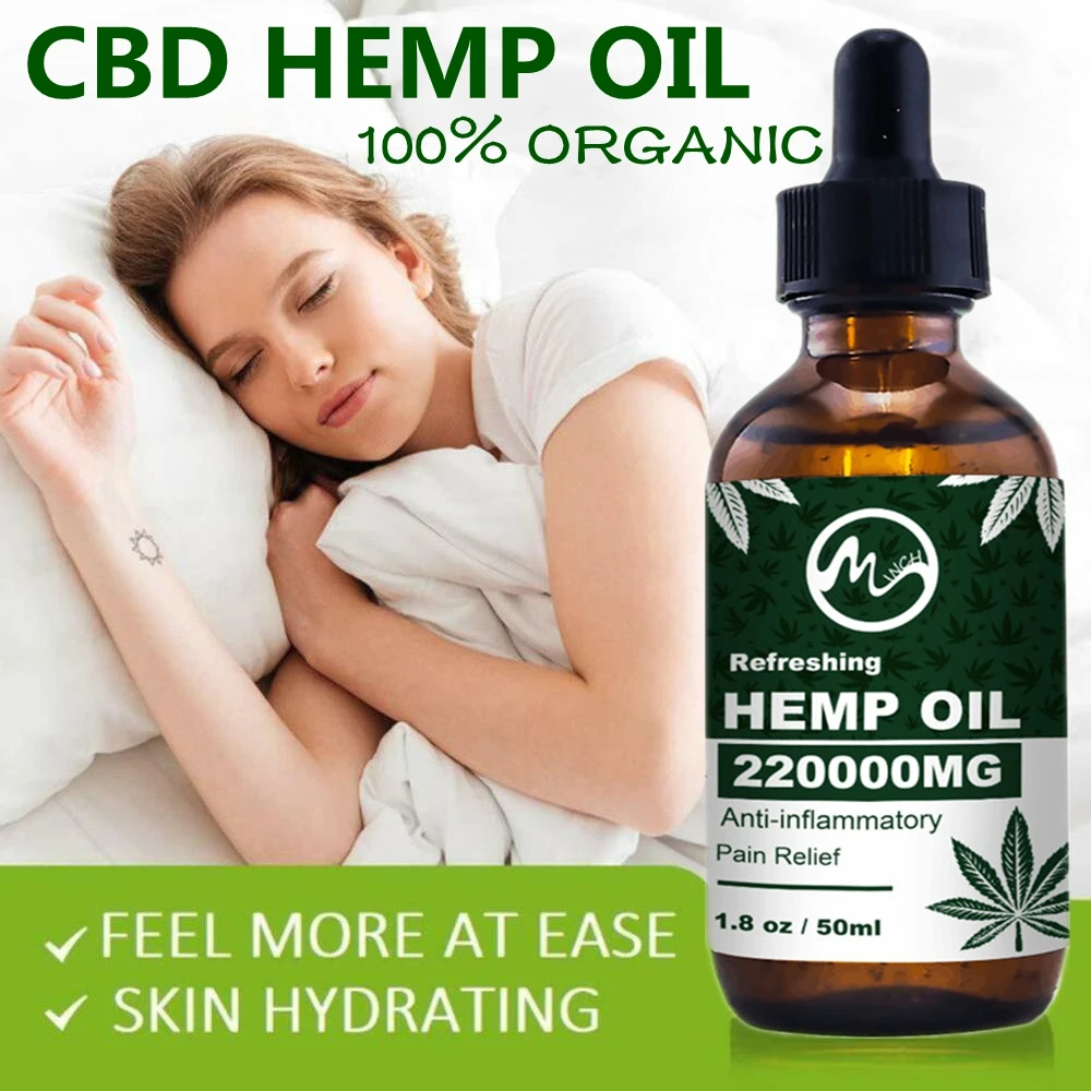 

Minch 50ml CBD Hemp Skin Oil Pain Relief Oil 220000MG Hemp Seed Extract Drop for Neck Pain Relief Reduce Anxiety Better Sleep