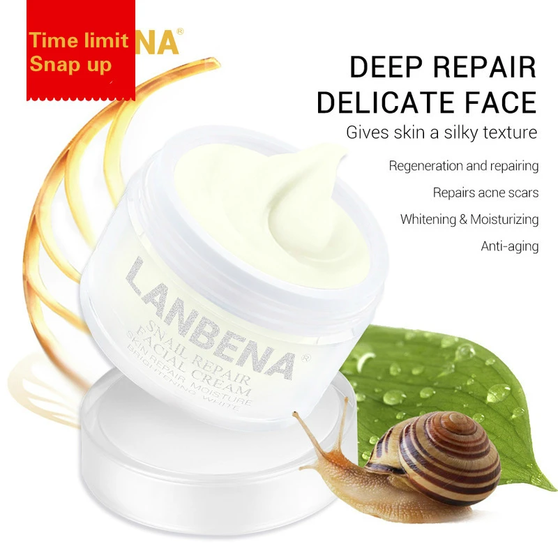 Lanbena Snail Essence крем с гиалуроновой кислотой Омолаживающий увлажняющий питательный