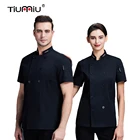 Белая черная куртка для мужчин и женщин, официант шеф-повор, рубашка, костюм для суши, ресторанная форма для официанток, кухонная одежда для отелей