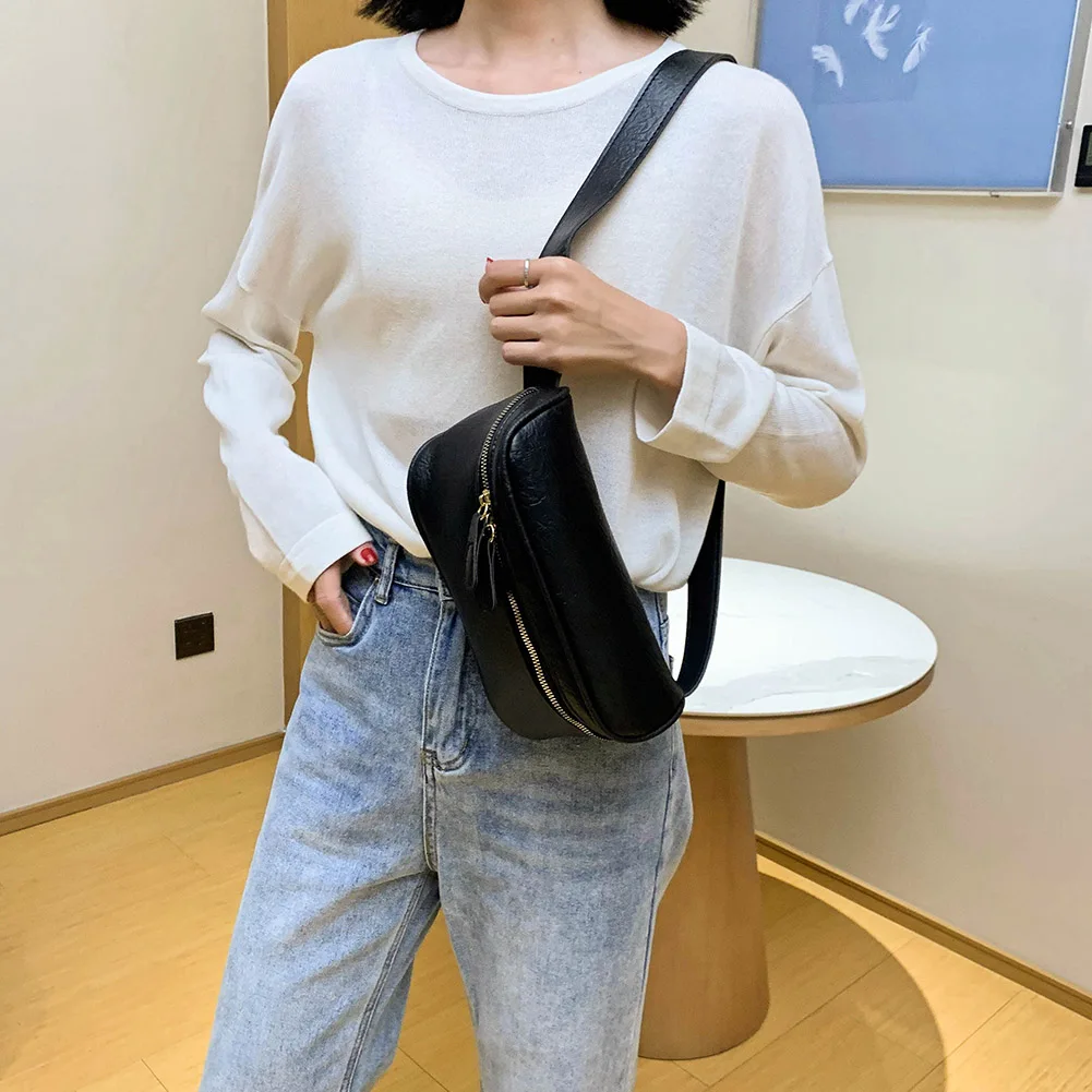 Модная однотонная нагрудная сумка женские Поясные Сумки из искусственной кожи