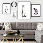 Абстрактная картина маслом на холсте акварель Черный кот плакат и принты настенное Искусство Животные картина для украшения гостиной