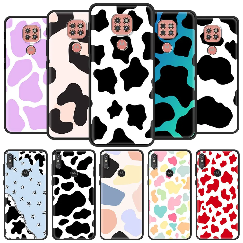 

Phone Case for Motorola Moto G9 Play One Fusion Plus G8 Power G Stylus Hyper E7 Edge Lite Black Cover White black cow